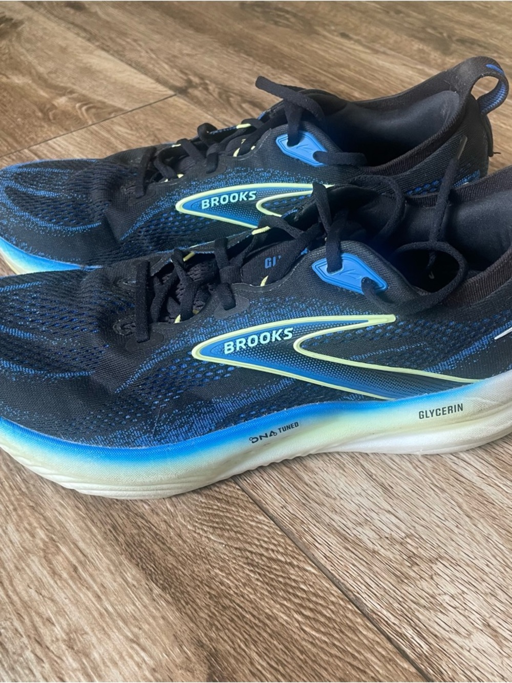 Brooks Men's Glycerin 22 Running Shoes - Black, Blue & Yellow